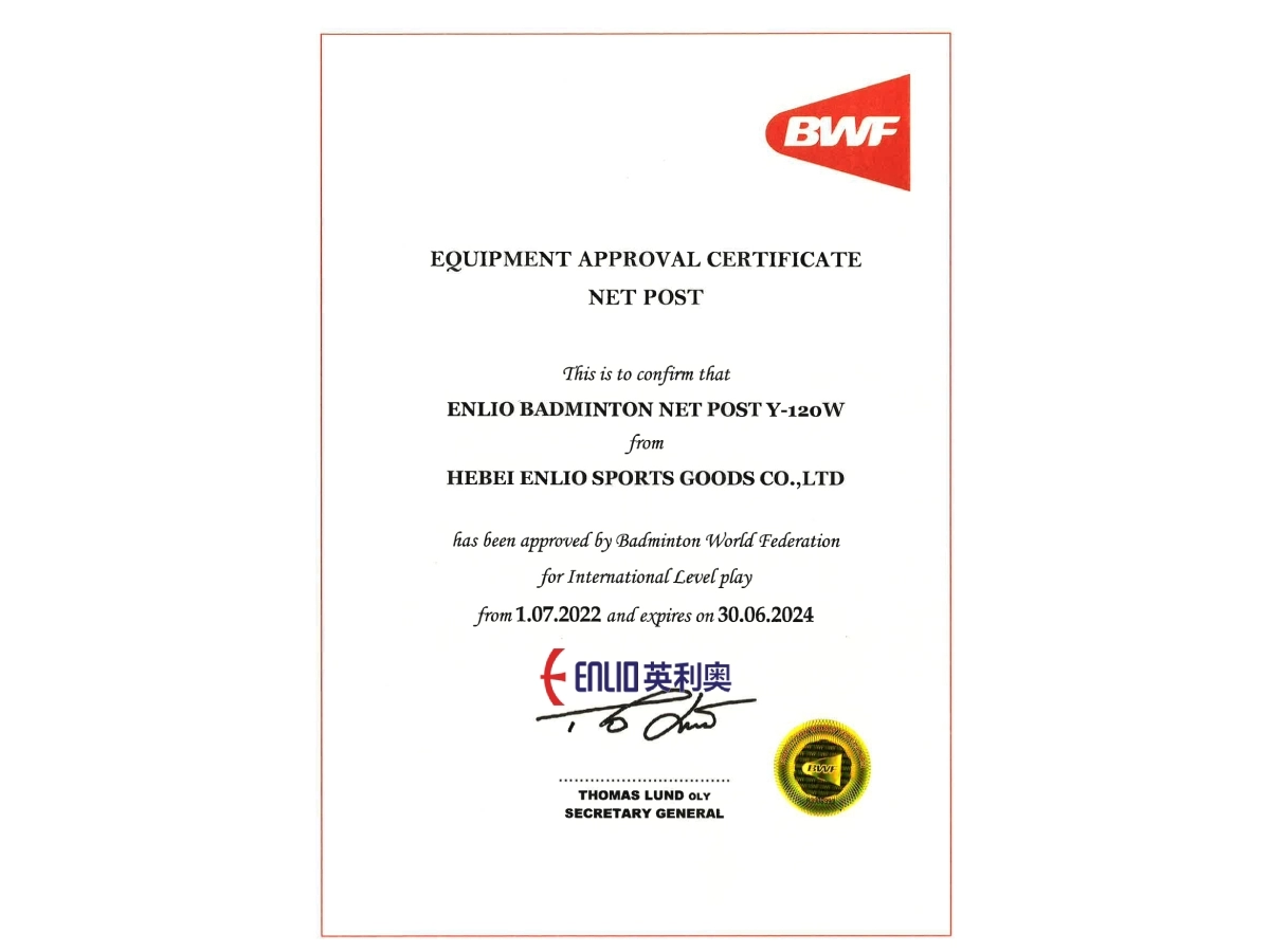 Trụ cầu lông Enlio đạt chứng chỉ BWF
