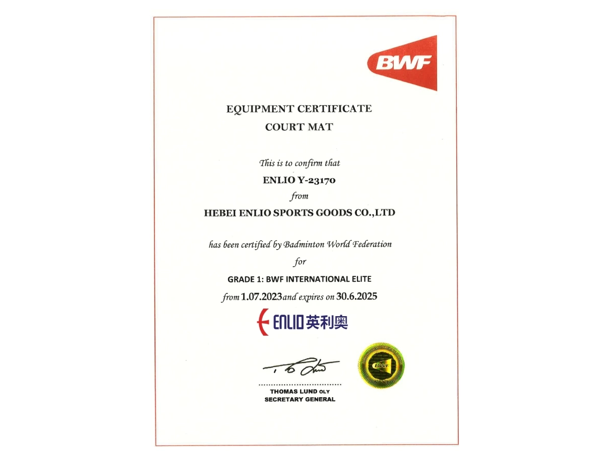 Thảm cầu lông Enlio Y-23170 đạt chứng chỉ BWF