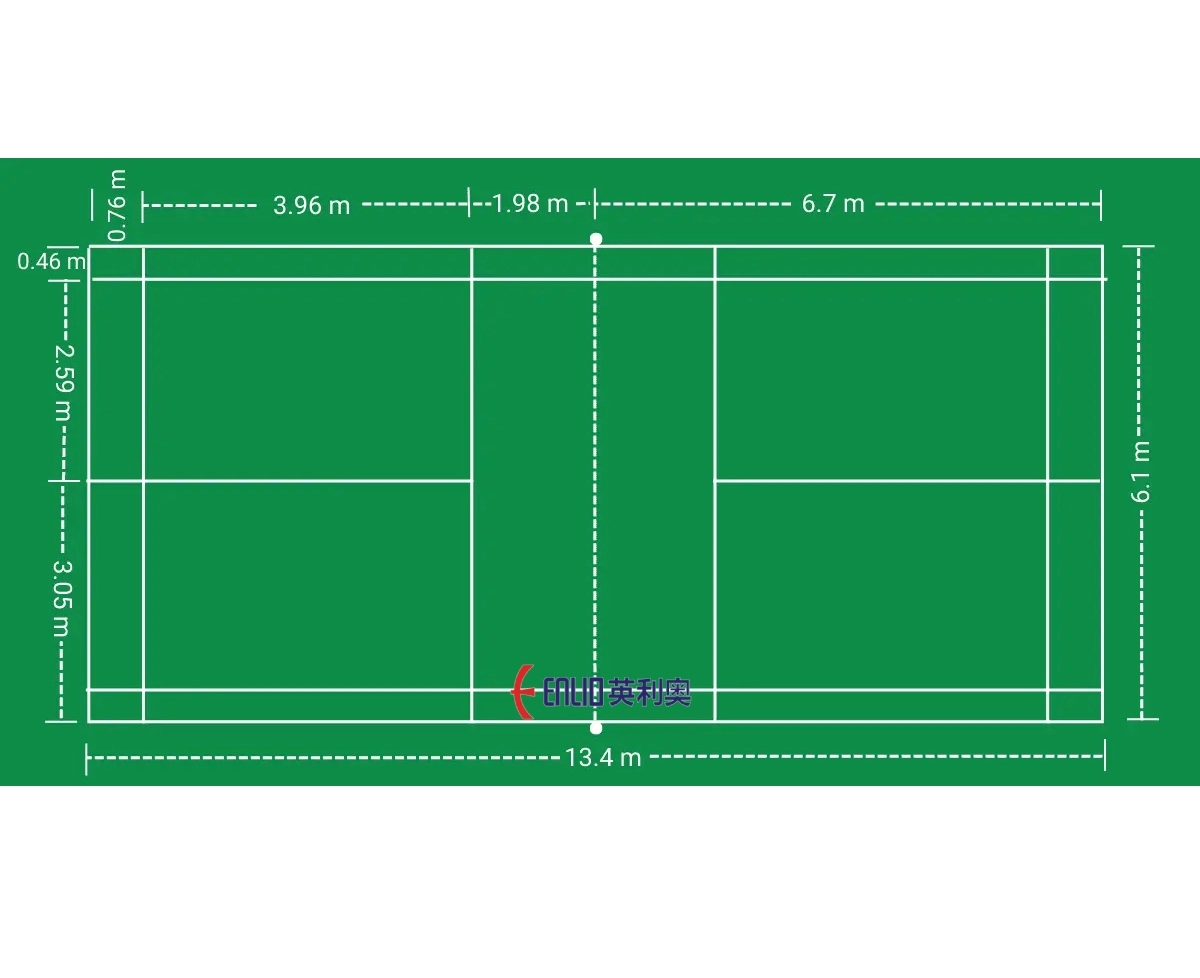 Kích thước sân cầu lông thi đấu đánh đơn và đánh đôi